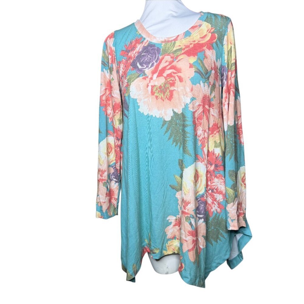 NWT  Philosophy women's floral tunic top large long sleeve